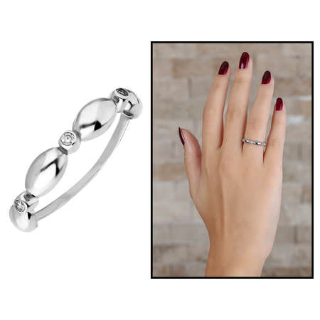 Zirkon Taşlı Sıralı Arpa Tasarım 925 Ayar Gümüş Bayan Yüzük - Tesbihane