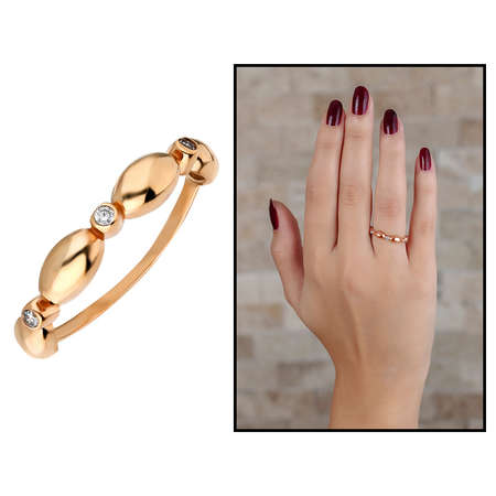 Zirkon Taşlı Sıralı Arpa Tasarım Rose Renk 925 Ayar Gümüş Bayan Yüzük - Tesbihane