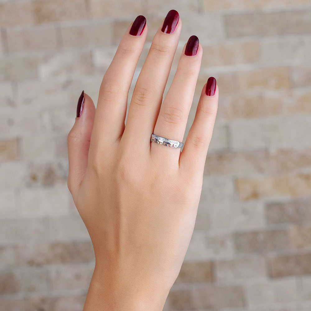 Zirkon Taşlı T Tasarım 925 Ayar Gümüş Bayan Yüzük - 3