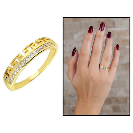 Zirkon Taşlı T Tasarım Altın Renk 925 Ayar Gümüş Bayan Yüzük - Tesbihane