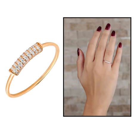 Zirkon Taşlı Tüp Tasarım Rose Renk 925 Ayar Gümüş Bayan Yüzük - Tesbihane