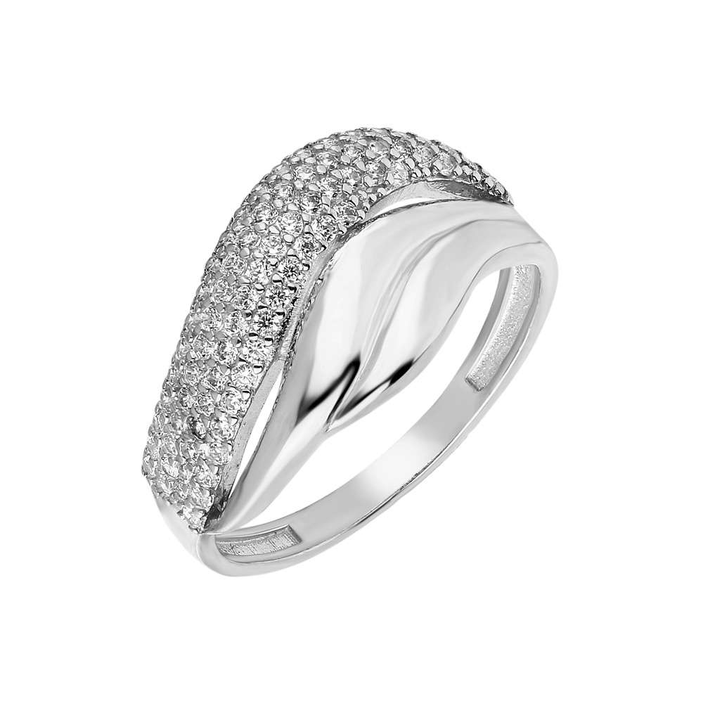 Zirkon Taşlı Wave Tasarım 925 Ayar Gümüş Bayan Yüzük - 2