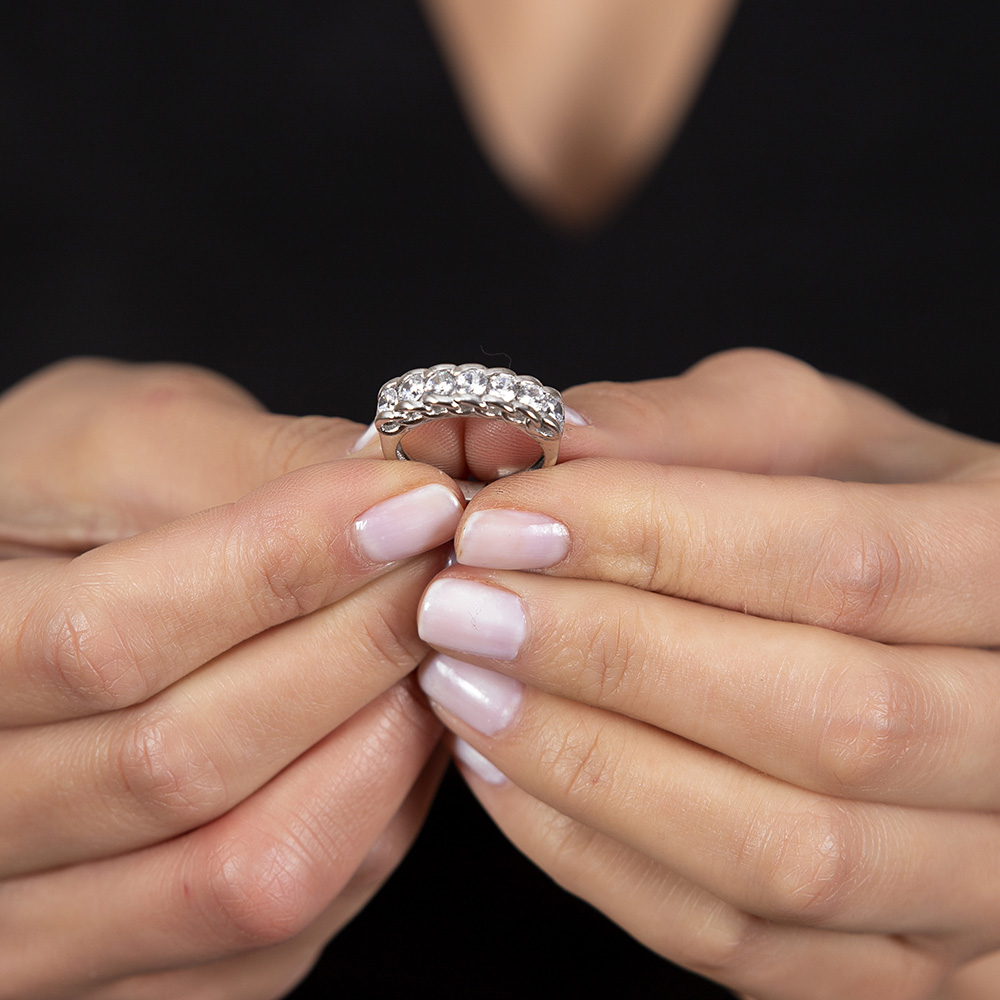 Zirkon Taşlı Zincir Tasarım 925 Ayar Gümüş Kadın Multi Taş Yüzük - 2