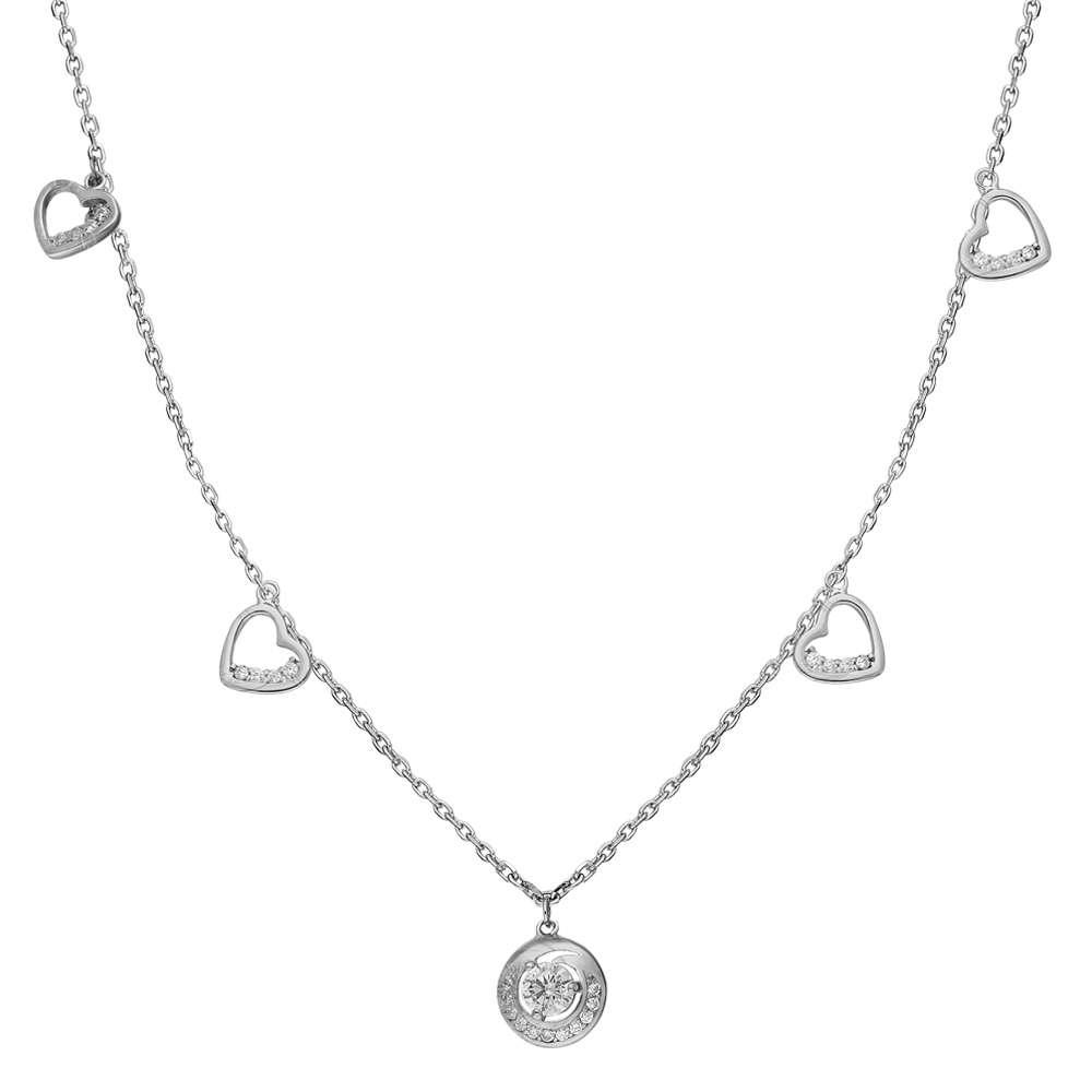 Zirkon Tektaş-Kalp Tasarım 925 Ayar Gümüş Şans Kolyesi - 3