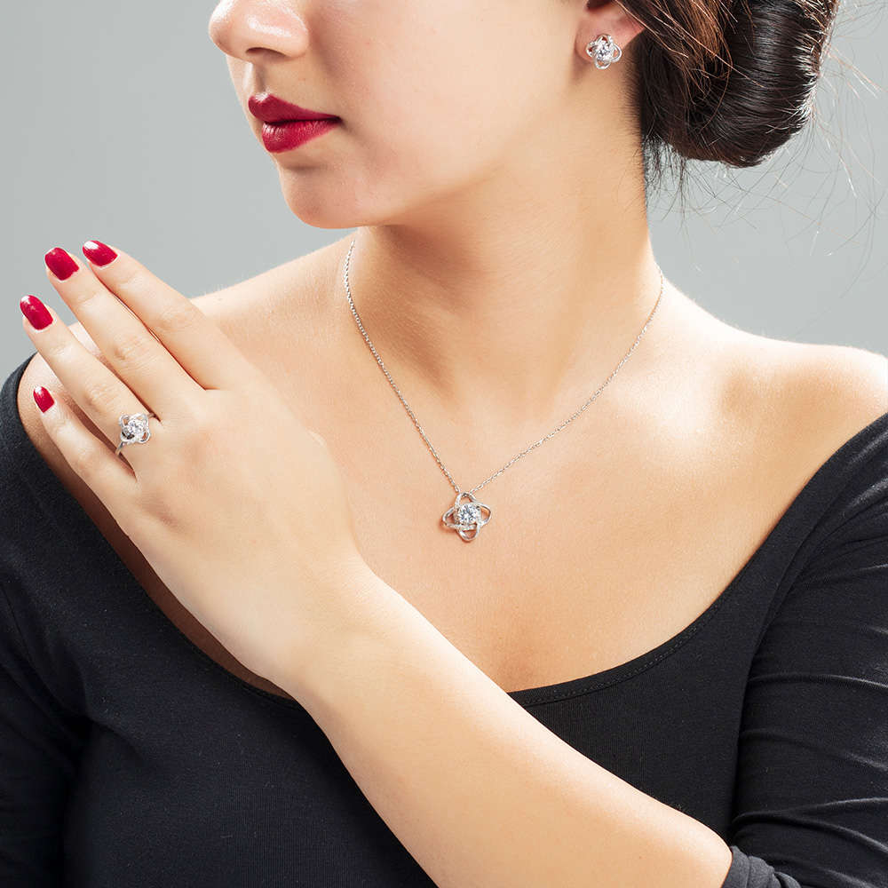 Zirkon Tektaşlı Samanyolu Tasarım 925 Ayar Gümüş 3 lü Takı Seti - 1