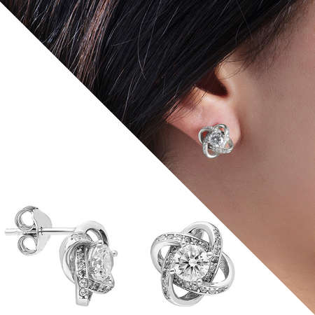 Zirkon Tektaşlı Samanyolu Tasarım 925 Ayar Gümüş Küpe - Tesbihane