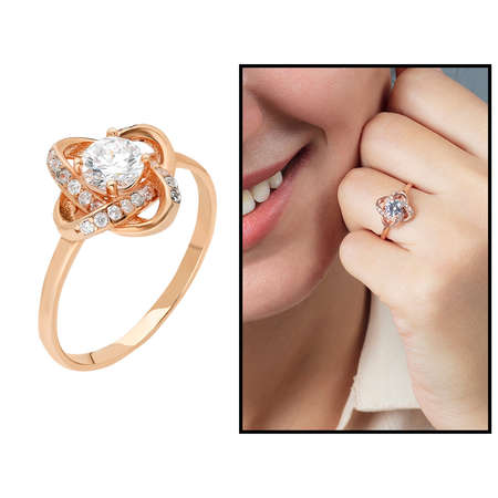 Zirkon Tektaşlı Samanyolu Tasarım Rose Renk 925 Ayar Gümüş Bayan Yüzük - Tesbihane