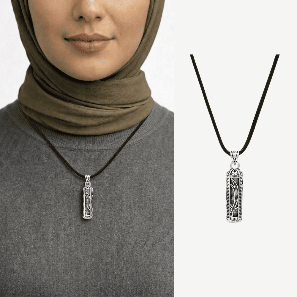 Zülfikar Kılıç İşlemeli Zarif İp Zincirli 925 Ayar Gümüş Kadın Cevşen Kolye - 1