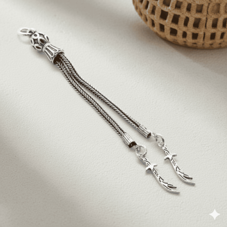 Zülfikar Tasarım 2 li Kamçı 925 Ayar Gümüş Püskül - Tesbihane