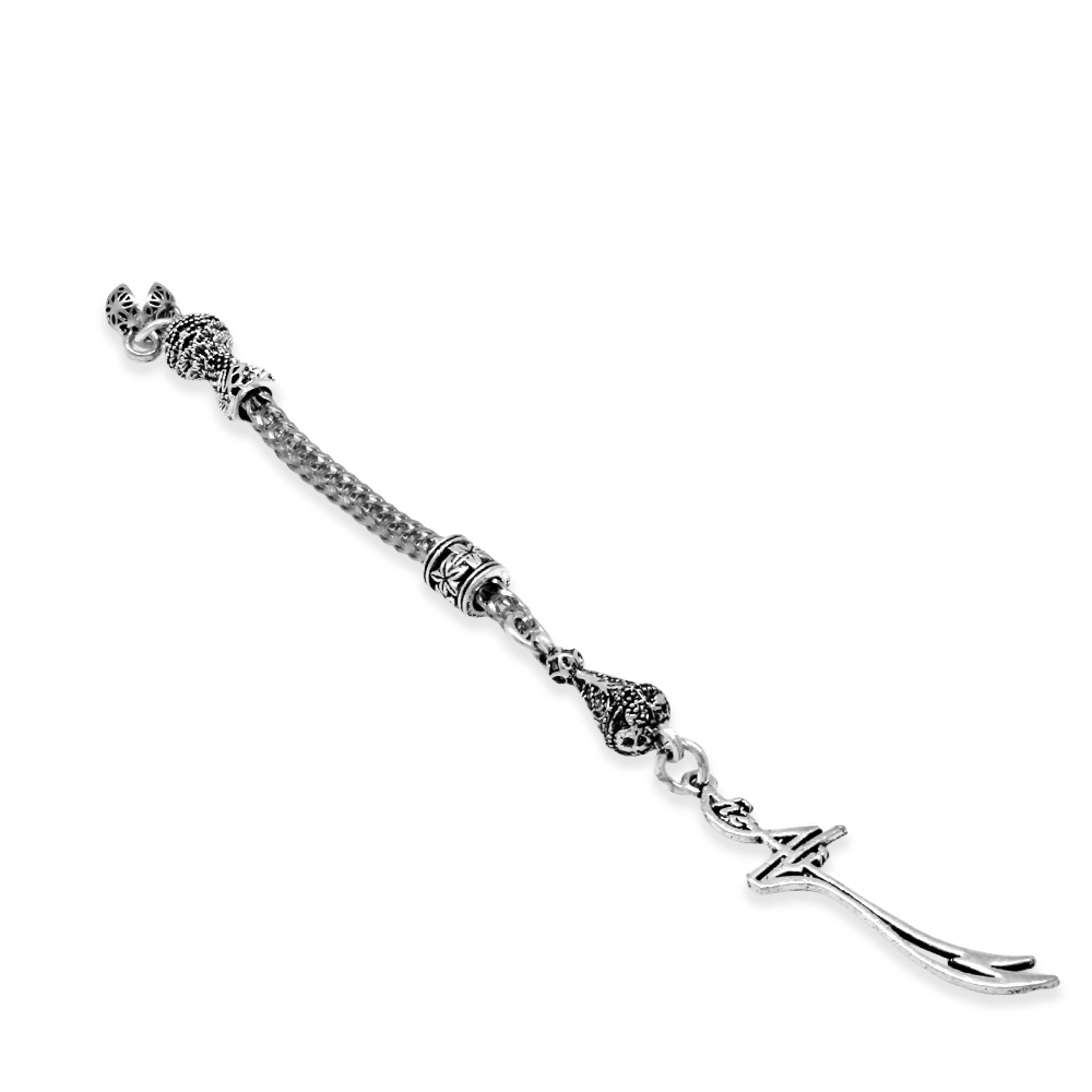 Zülfikar Temalı Foxtail Zincirli Tek Kamçılı Kararmaz Metal Püskül - 2