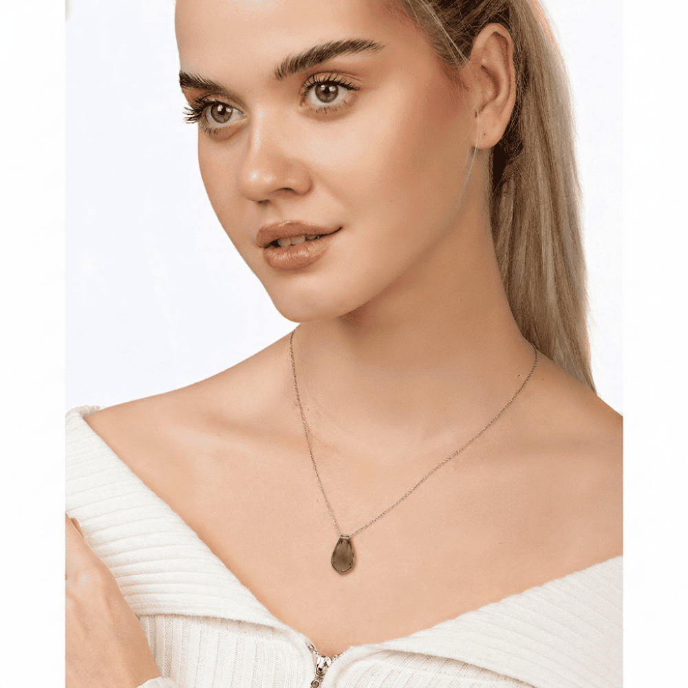 Zultanit Taşlı Damla Tasarım 925 Ayar Gümüş Kadın Kolye - 1