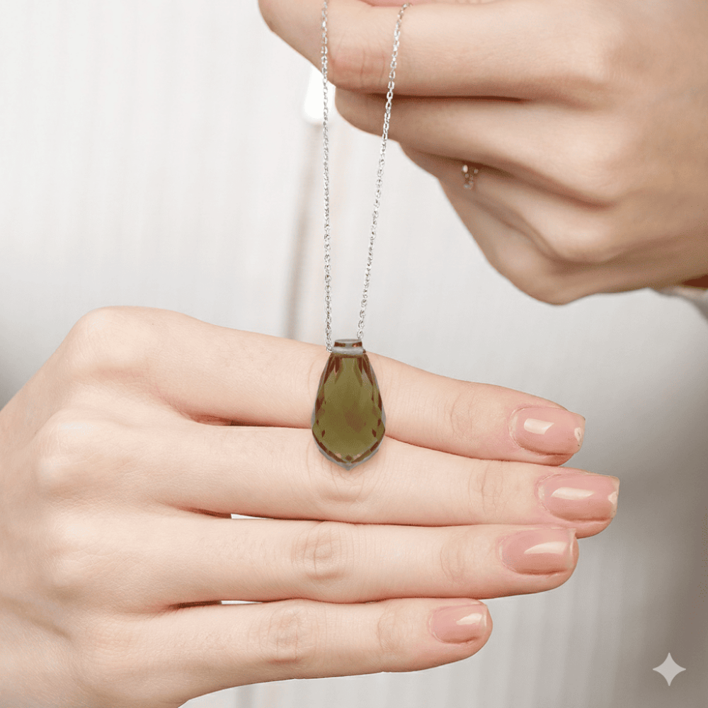 Zultanit Taşlı Damla Tasarım 925 Ayar Gümüş Kadın Kolye - 4