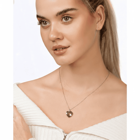 Zultanit Taşlı Kalp Tasarım 925 Ayar Gümüş Kadın Kolye - Tesbihane