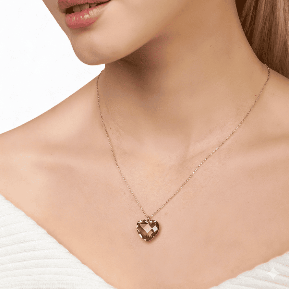 Zultanit Taşlı Kalp Tasarım 925 Ayar Gümüş Kadın Kolye - 3