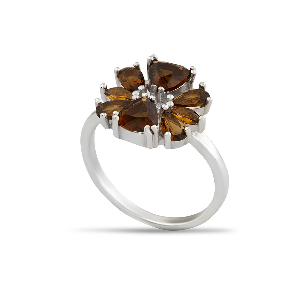 Zultanit Taşlı Kır Çiçeği Tasarım 925 Ayar Gümüş Kadın Yüzük - 3