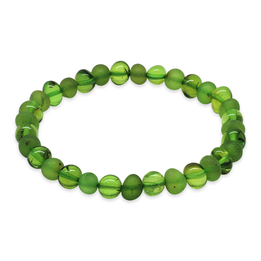 Zümrüt Yeşili Tekerlek Kesim Doğal Damla Kehribar Kadın Bileklik - 6