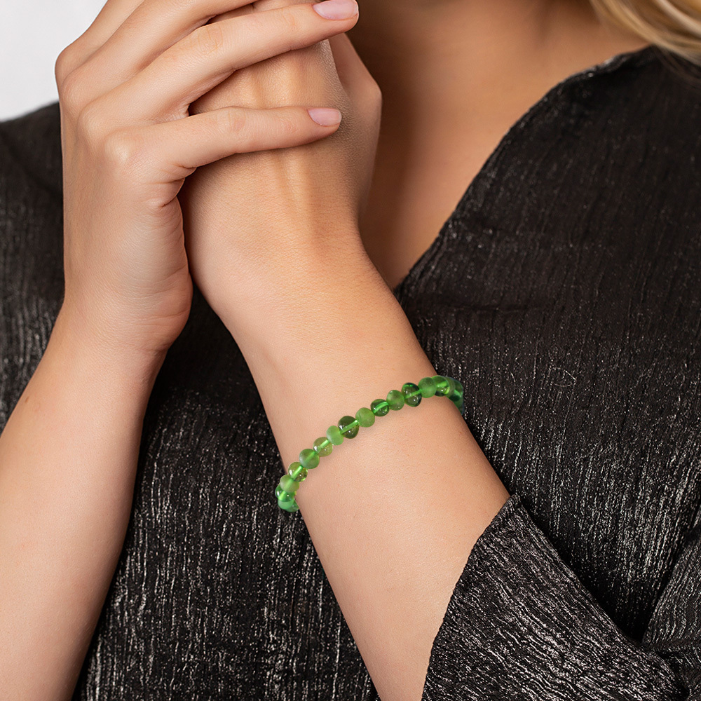 Zümrüt Yeşili Tekerlek Kesim Doğal Damla Kehribar Kadın Bileklik - 7