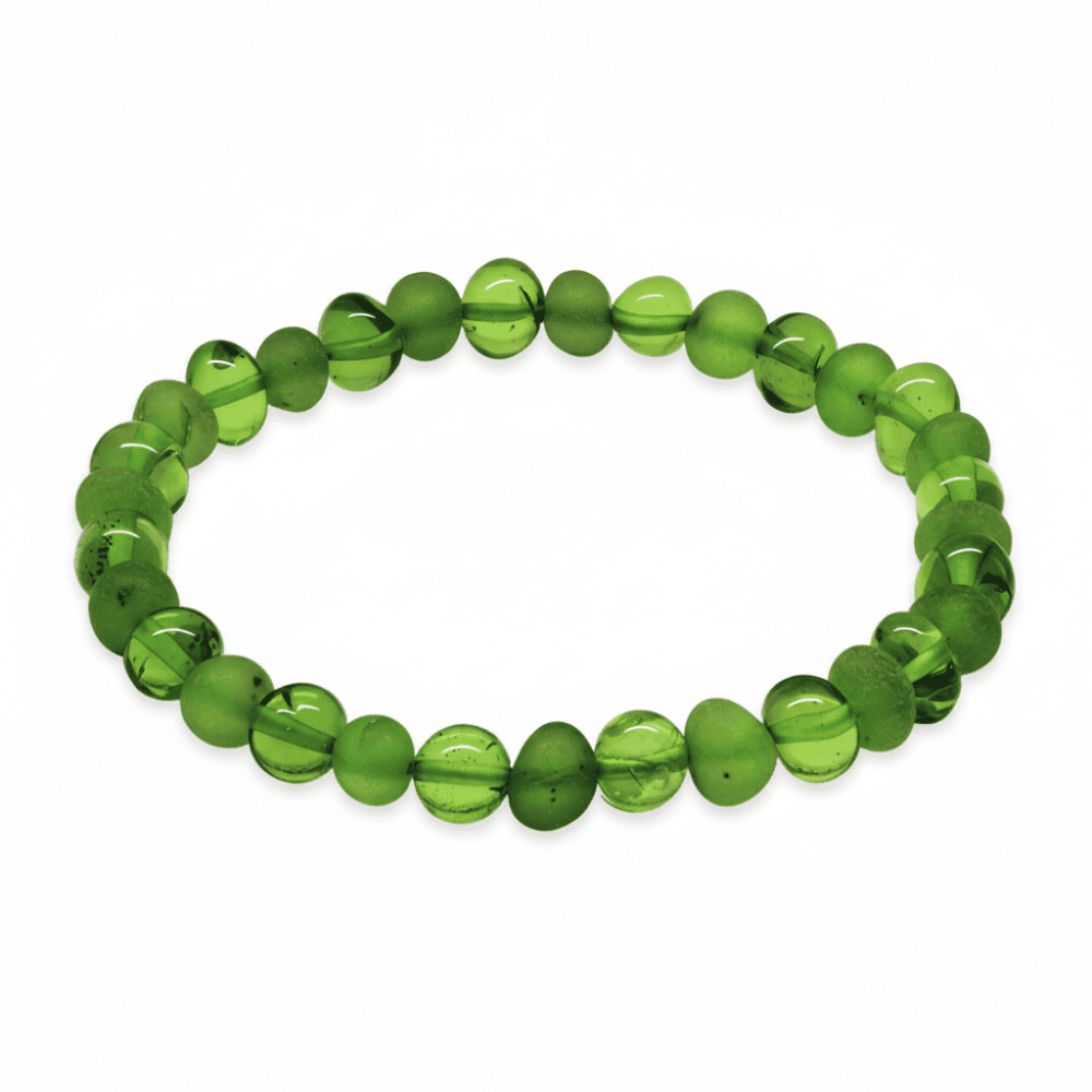 Zümrüt Yeşili Tekerlek Kesim Doğal Damla Kehribar Kadın Bileklik - 4